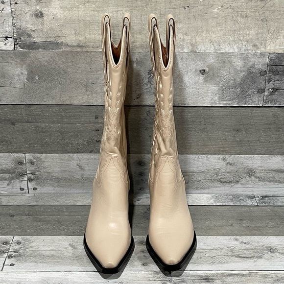 Jeffrey Campbell DAGGET Mid-Calf Western Heeled Boots in Natural Color - Sz - 6 - Picture 4 of 16